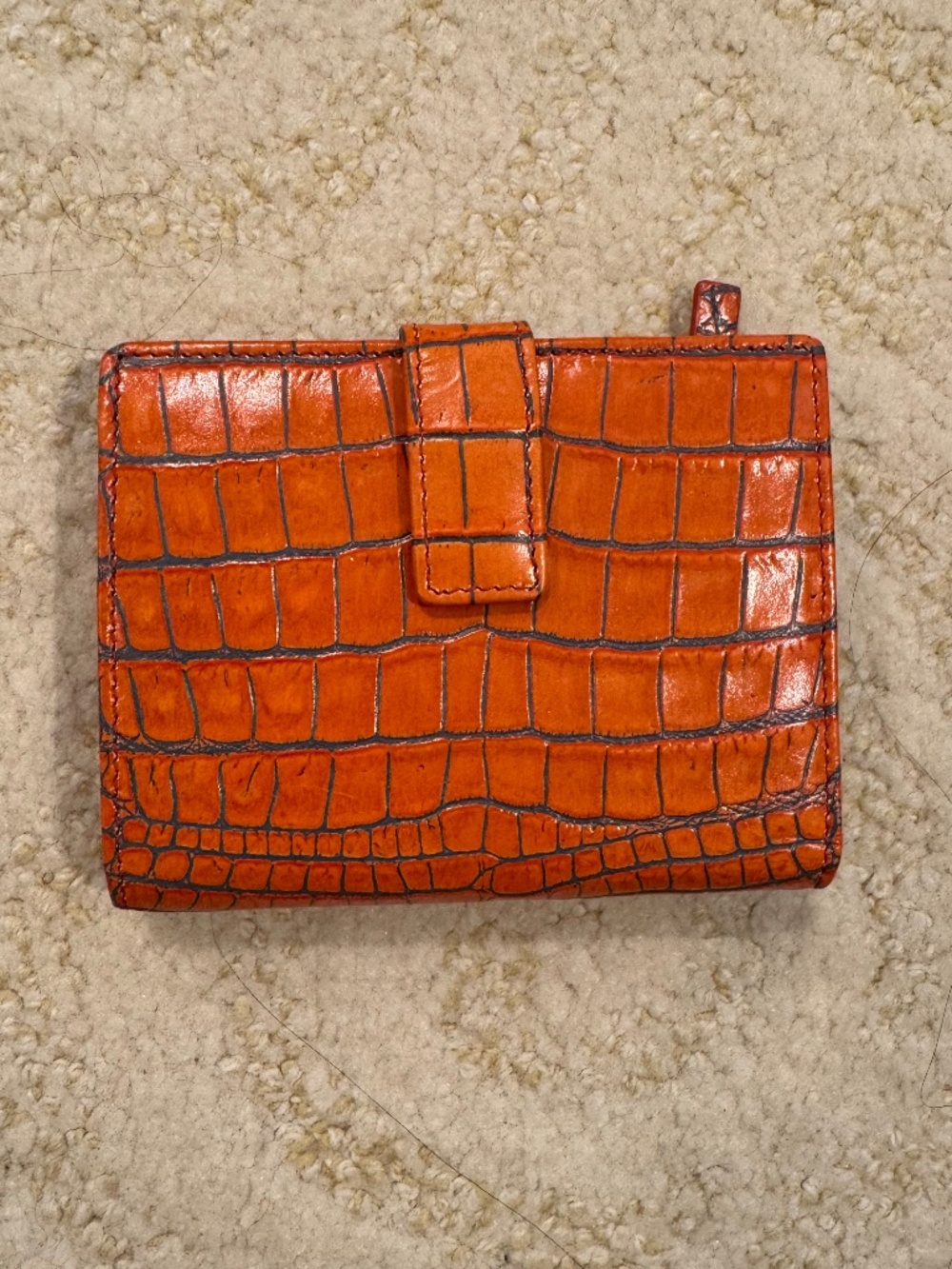 Lodis Orange Croc Embossed Leather Wallet
